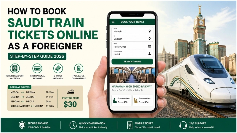 how to book Saudi train tickets online as a foreigner
